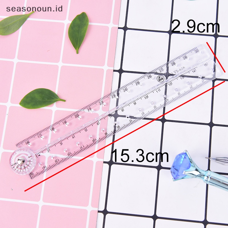 Penggaris Lurus Lipat Akrilik Plastik Bening Seasonoun 30cm Gambar Perlengkapan Anak Sekolah.