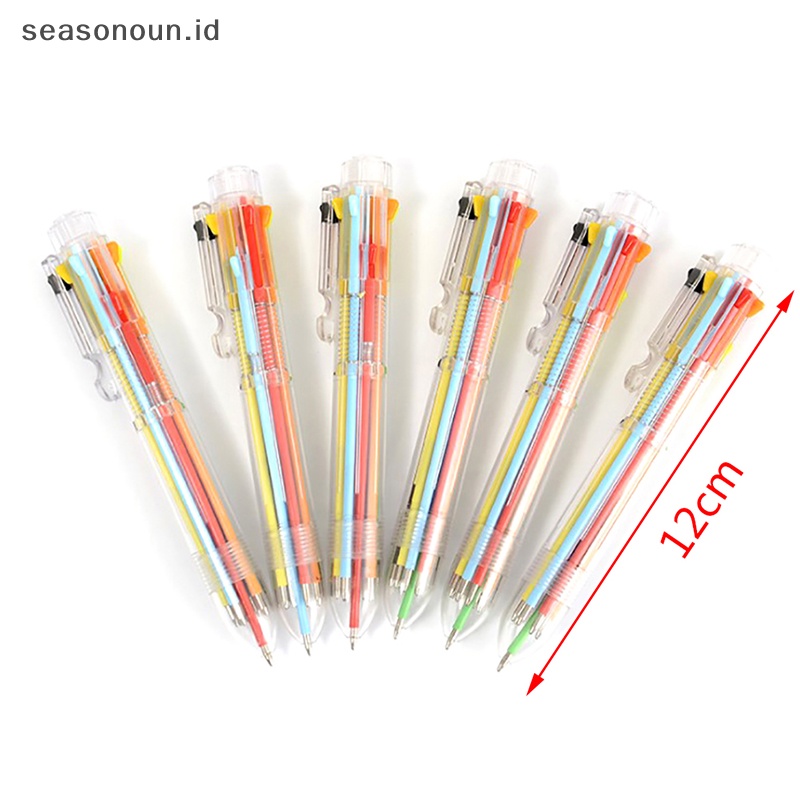 Seasonoun Pulpen Ballpoint Multi Warna 8in1 Bolpoin Ball Point Anak Sekolah Kantor Supply.