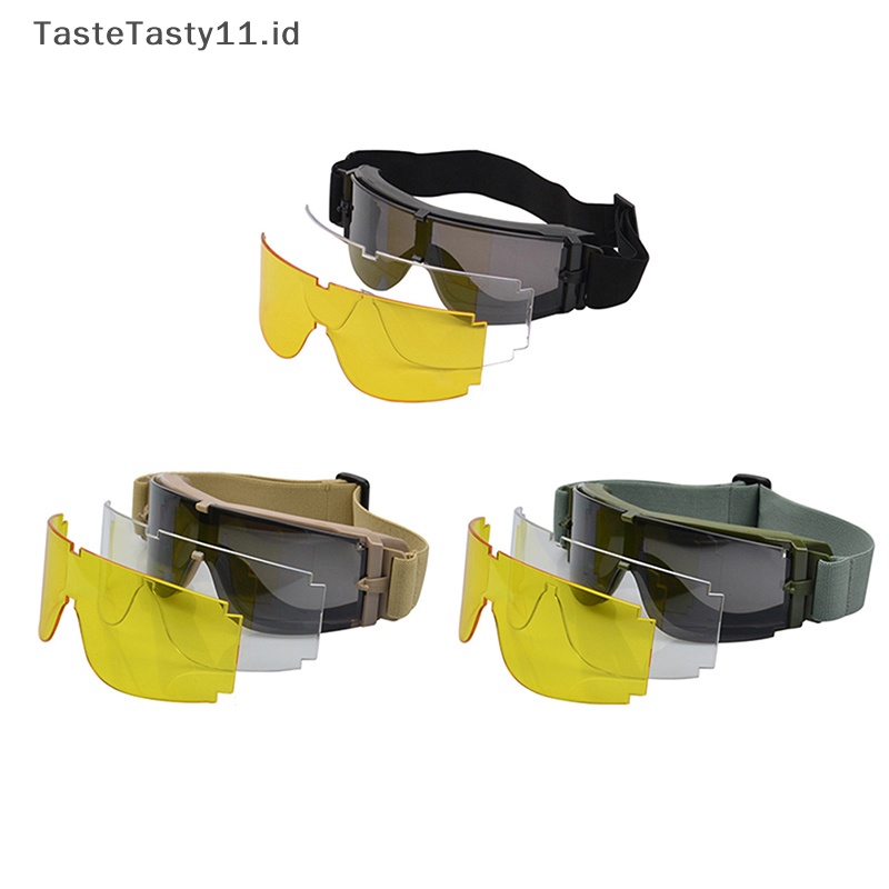 Tastetasty Army Tactical Glasses Kacamata Paintball Shoog Glasses Windproof Military Tactical Goggles Kacamata Perlindungan Anti UV.