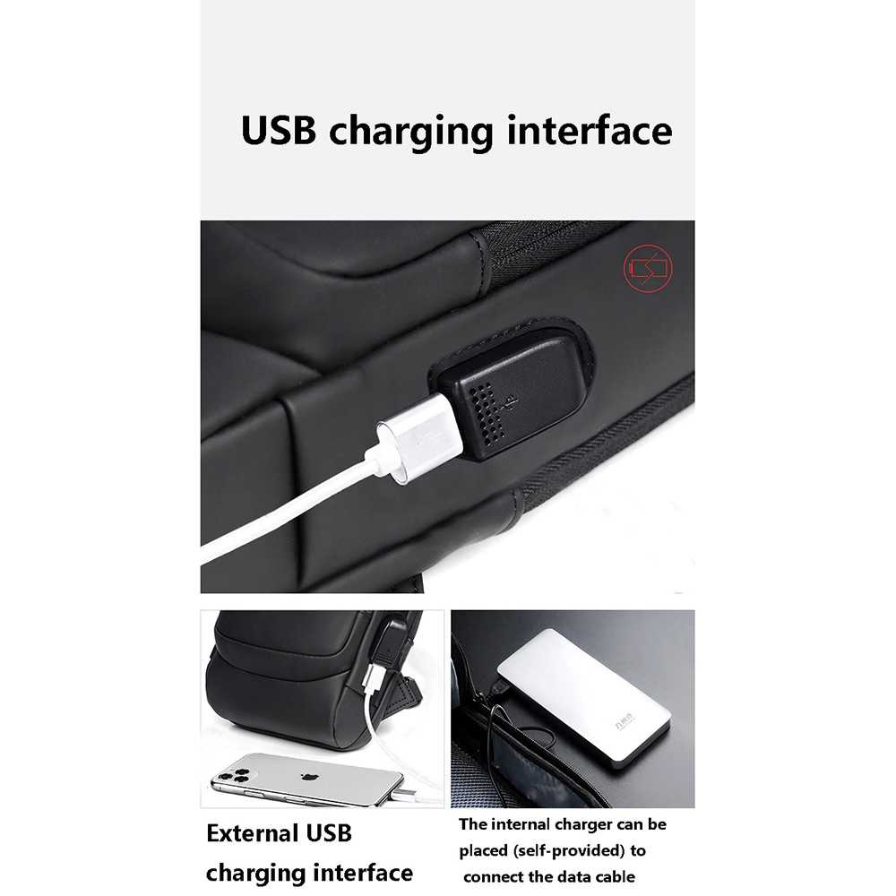ROWE Tas Selempang Fashion Sling Bag Pria with USB Charger Slot &amp; Lock - 88039