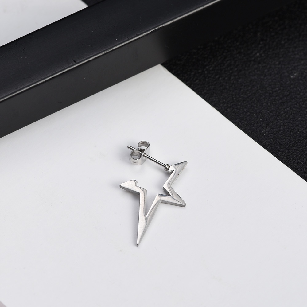 Hip Hop Punk Pentagram Stud Earrings/INS Retro Bentuk Hati Alloy Drop Earrings/Berongga Geometris Perhiasan Earings Stainless Steel