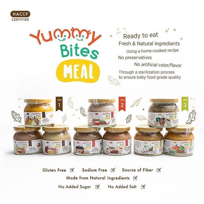 YUMMY BITES MEAL STEP 1 STEP 2 STEP 3 145gr JAR BOTOL KACA / yummybites Meal MPASI BAYI FREE BUBBLE WRAP GRATIS