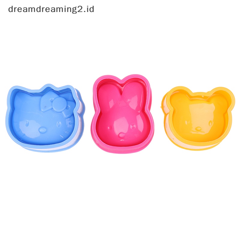 (drea) 3pcs Cetakan Dapur Untuk Sushi Onigiri Kartun Bunny Kitty Bear Rice Ball Mold//