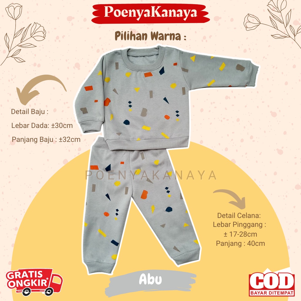 Setelan Sweater Jaket Bayi Anak Panjang POLYGON HBc Size 6-18 Bulan SPY78