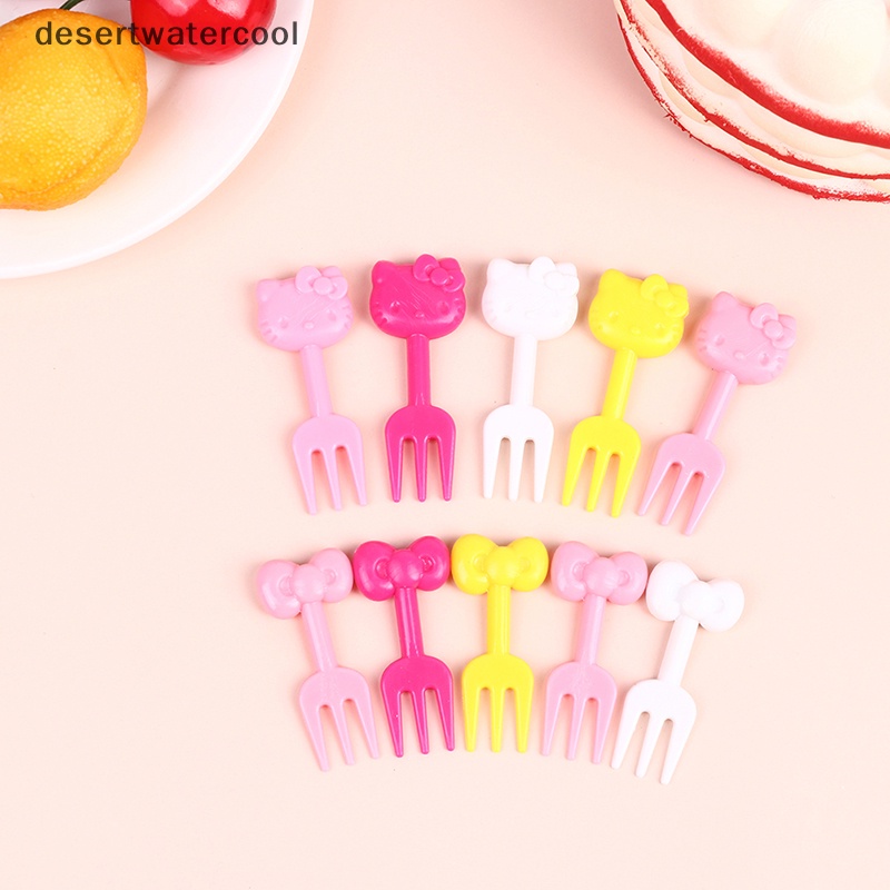 Deid 10Pcs Mini Kawaii Animal Kartun Garpu Buah Anak Snack Kue Dessert Makanan Fruit Pick Tusuk Gigi Tanda Bento Makan Siang Martijn