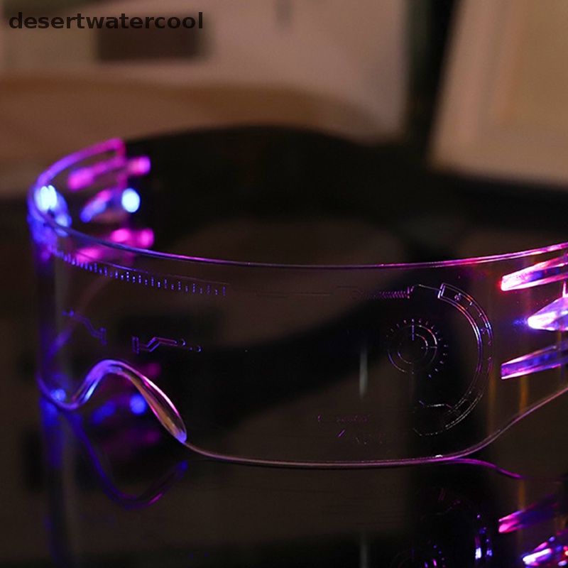 Deid Kacamata Bercahaya LED Vintage Punk Kacamata Pria Wanita Fashion Pesta Natal Warna-Warni Menyala Kacamata Shades Martijn
