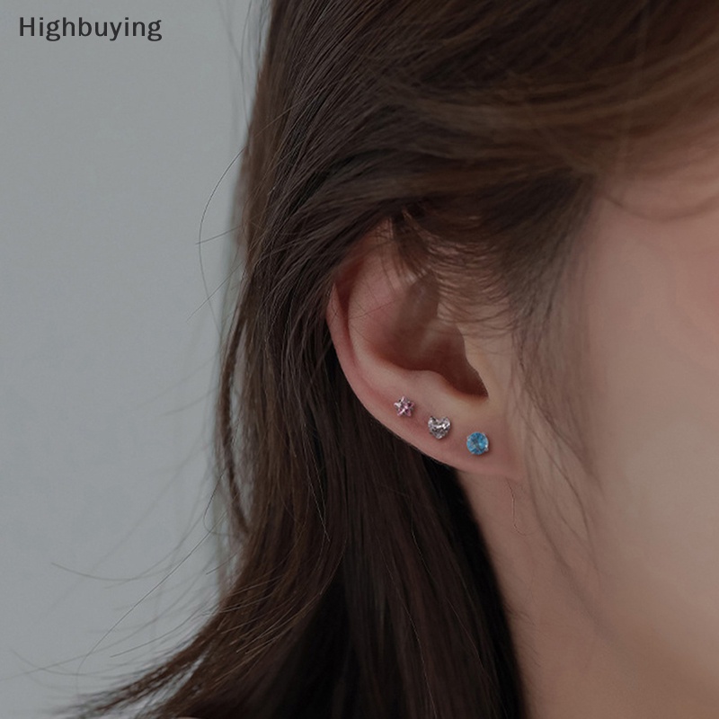 Hbid 1pasang 4mm Multicolor Kristal Stud Anting Untuk Wanita Telinga Tulang Kuku Tulang Rawan Anting-Anting Spiral Stud Earrings Tubuh Perhiasan Hadiah Glory