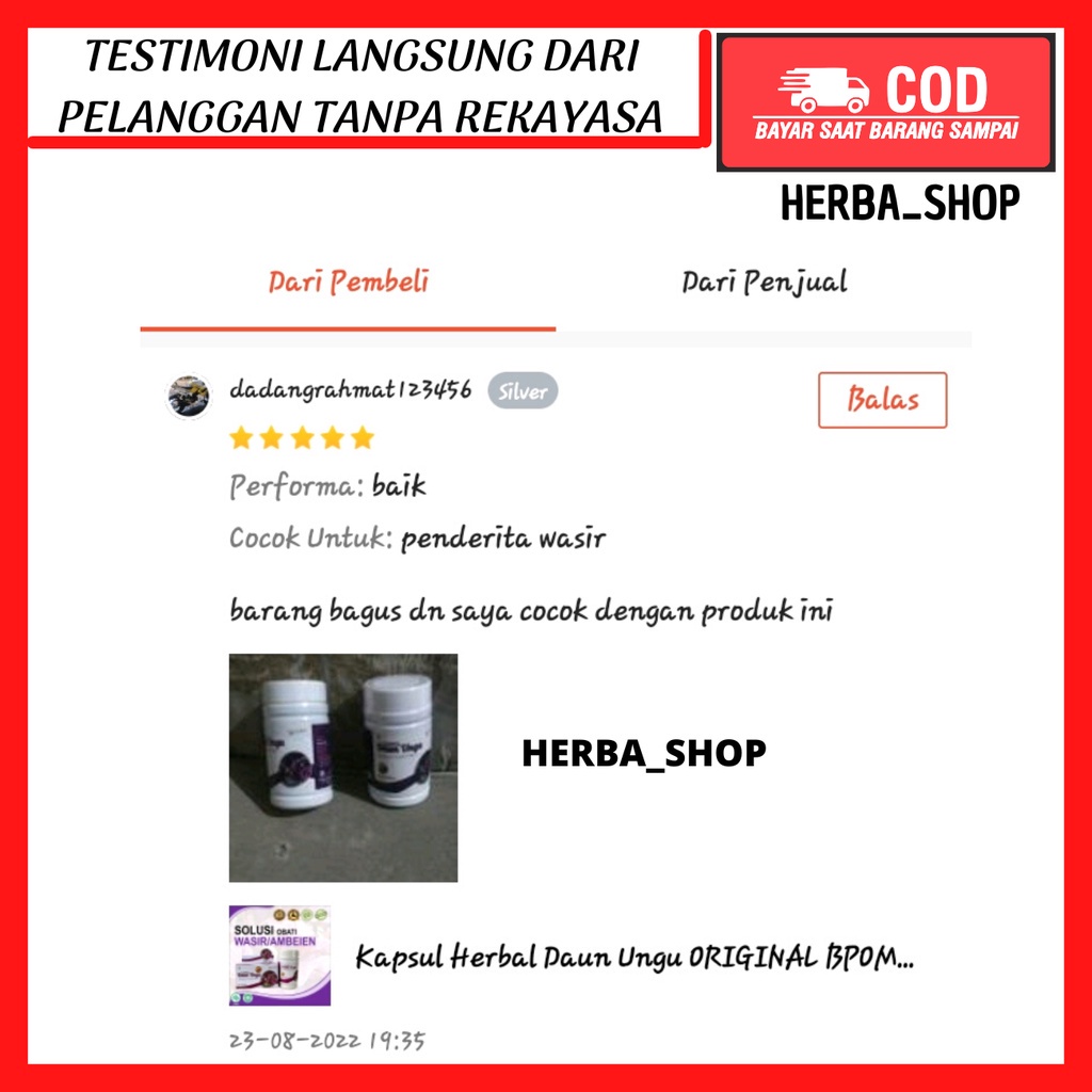 Kapsul Herbal Daun Ungu ORIGINAL BPOM Obat Ambeien Wasir Ambeyen Ampuh Benjolan Asli Ash Shihhah