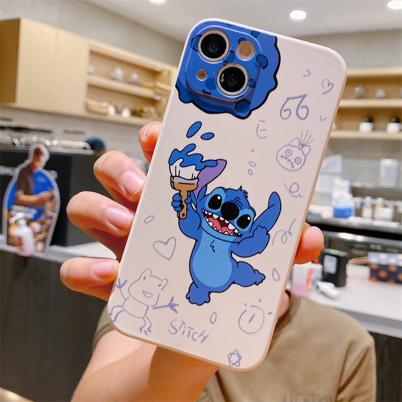 IPHONE Case TPU Cair Motif Kartun Disney Lilo &amp; Stitch Untuk Iphone14 13 12 11 Pro Max Mini XS X XR SE 6 7 8 Plus Soft Cover