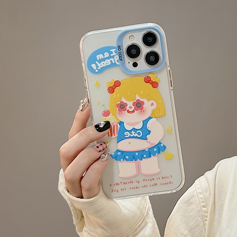 Cute ICE Cream Girl Woman Skin Feel Soft Case HP iP iPhone 12 13 14 Pro Max 11 So Cool FTD Casing Apple