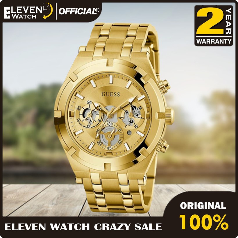 [Promo] Jam Tangan Pria Guess GW0260G4 Continental Gold Tone Case Gold Tone Stainless Steel  Garansi