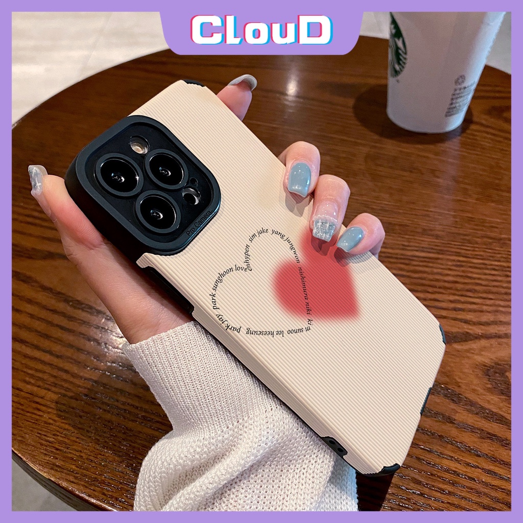 IPHONE Casing Ponsel Cinta Hati Sederhana Kompatibel Untuk Iphone11 14 13 12 Pro Max XR X7 8 Plus XS Max 7Plus Silikon Tahan Guncangan Mewah Warna Gradasi Tekstur Kulit Lembut Tpu Cover