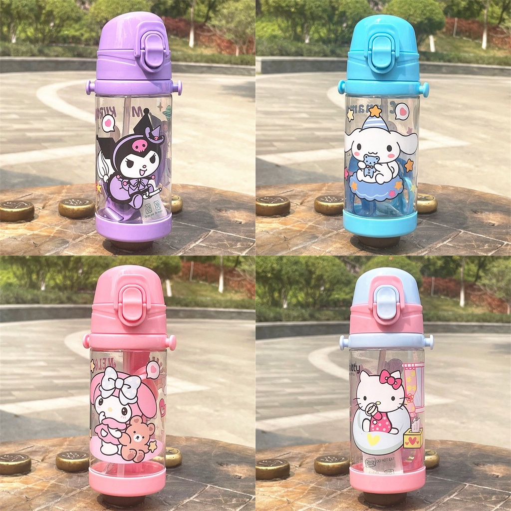 Bottle 450Ml Cangkir Air Sedotan Sanrio Botol Portabel Lucu Kuromi Cinnamoroll Hello Kitty Pot Air Luar Ruangan Cangkir Minum untuk Anak-anak Hadiah Anak Perempuan