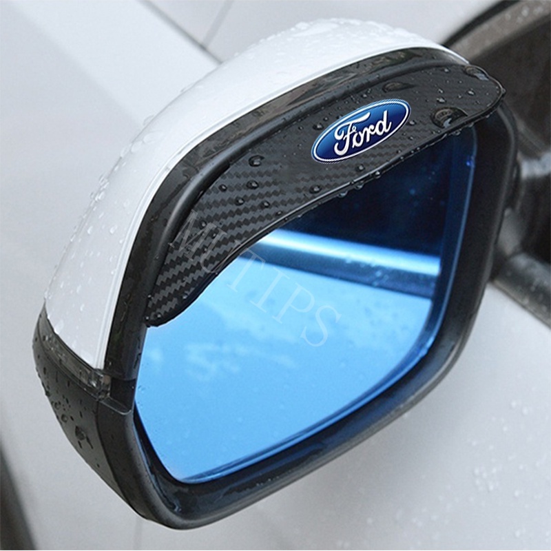 Ford 2Pcs Kaca Spion Mobil Serat Karbon Visor Hujan Pelindung Alis Cover Stiker Untuk Ecosport Focus Everest Fiesta Ranger Mustang Escape