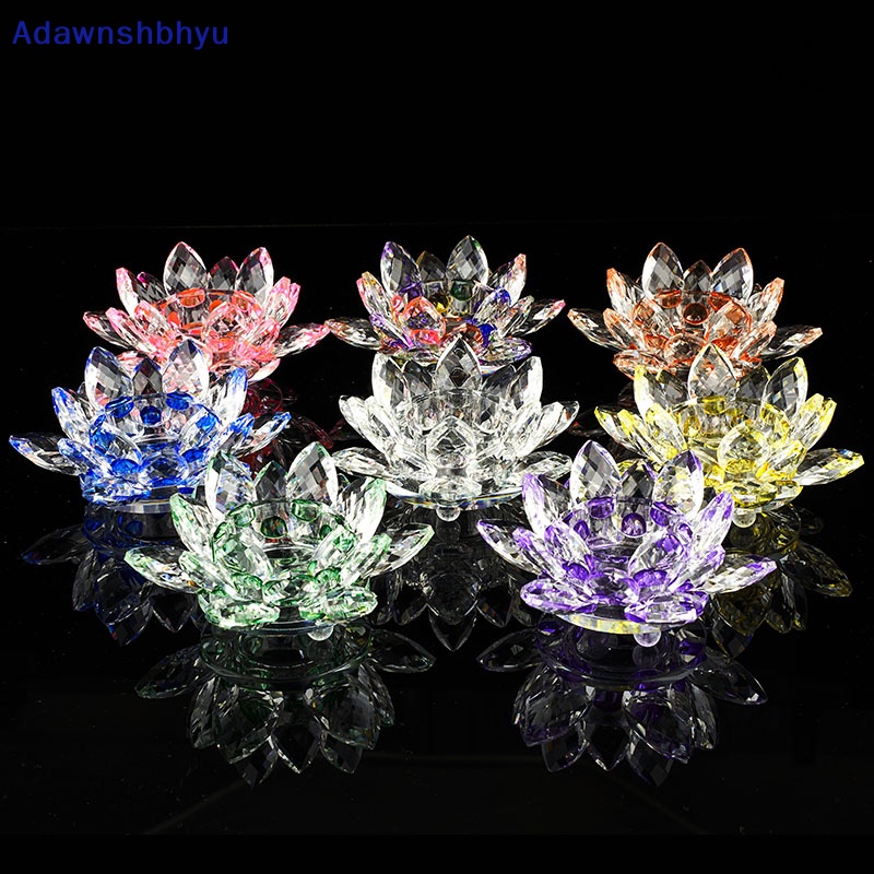 Adhyu 60mm Kristal Lotus Bunga Kerajinan Kaca Fengshui Ornamen Patung Hadiah ID