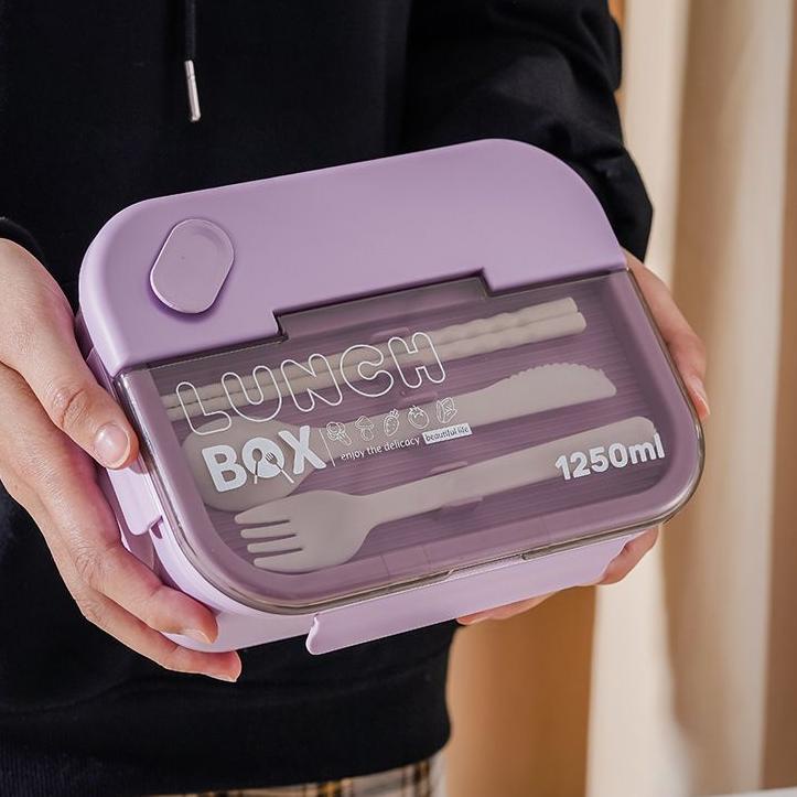 Kotak Makan Bento Lunch Box set Transparant Lid Tempat Makan BPA Free 1100ml-paling laris KOTAK MAKAN SLIM