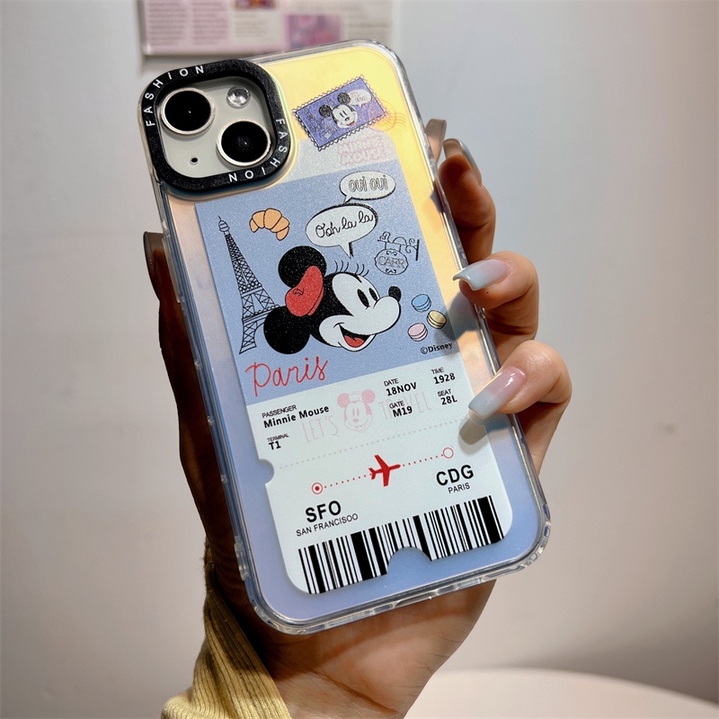 IPHONE Casing Hp Anime Laser Cocok Untuk Iphone14 13 12 11 Pro X XS Max XR 14Plus Full Set Electroplated Mickey Minnie Kartun Disney Soft Case