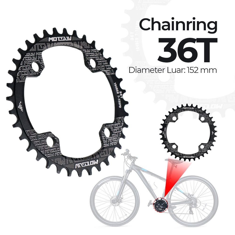 MOTSUV Gigi Crankset Sprocket Sepeda Aluminium 36T - 104BCD - Black