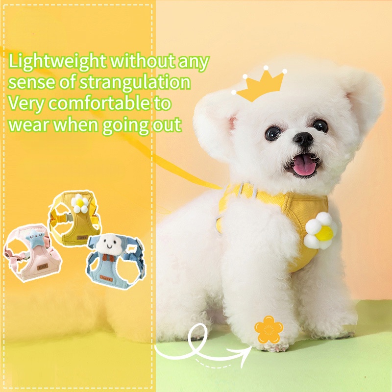 Rompi Pet Tali Traksi Anjing Kartun 3D Aksesoris Teddy Walking Dog Rope