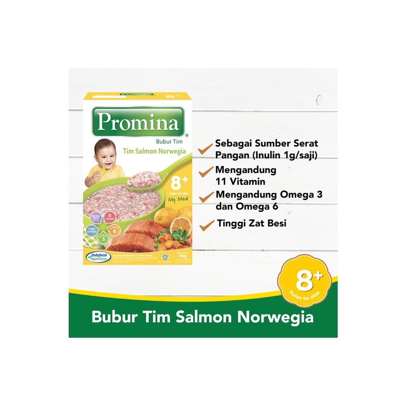 Promina Bubur Tim Salmon Norwegia 100 gr / Bubur Bayi Tim Norwegia / Bubur MPASI Bayi Promina