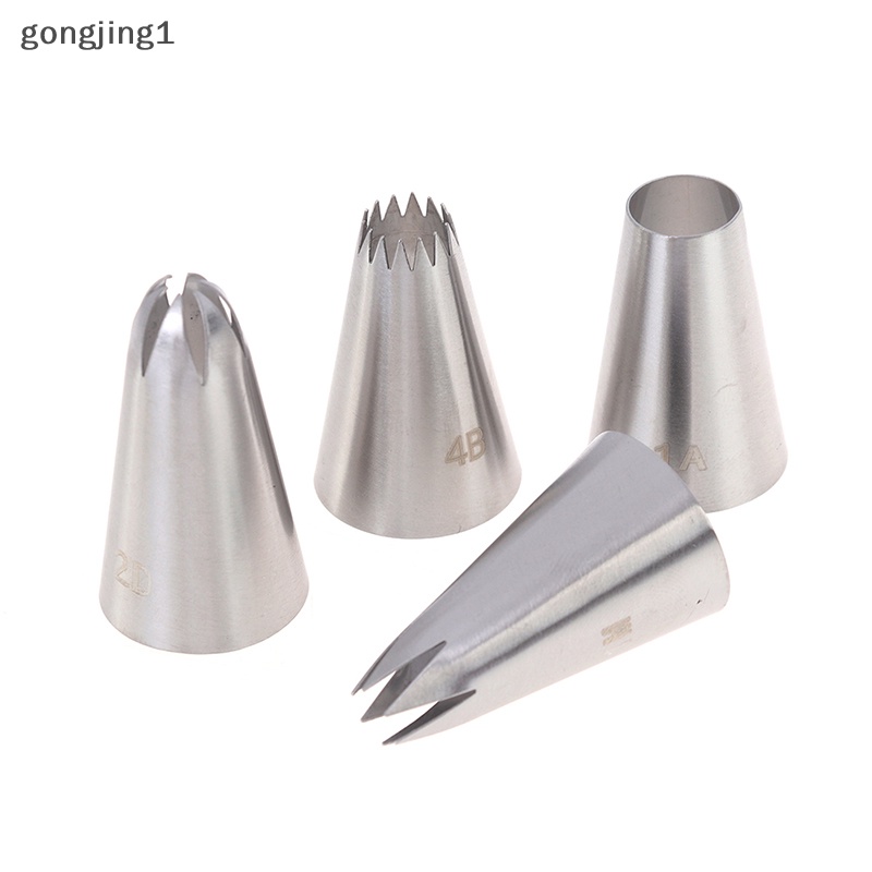 Ggg 4Pcs Nozzle Sedang Stainless Steel Icing Piping Nozel Pastry Tip Alat Baking ID