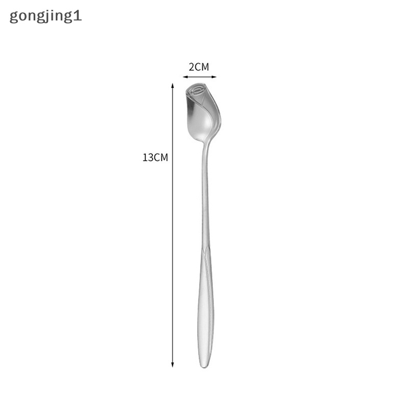 Ggg Sendok Pencampur Mawar Stainless Steel Gagang Panjang Sendok Kopi Teh Untuk Dessert Madu ID