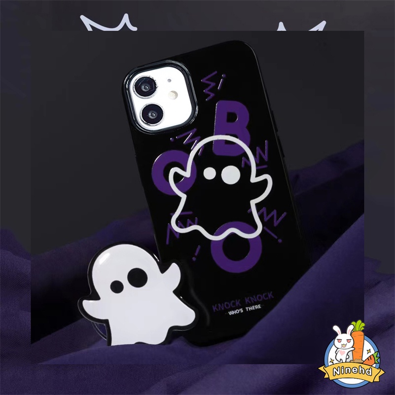 IPHONE Casing Kompatibel Untuk Iphone14 13 12 11 Pro Max X Xr Xs Max8 7 6 6s Plus SE 2020 Motif Emoticon Hantu Lucu Casing Ponsel Penuh Melindungi Shockproof Halus Glossy Silikon Soft Case