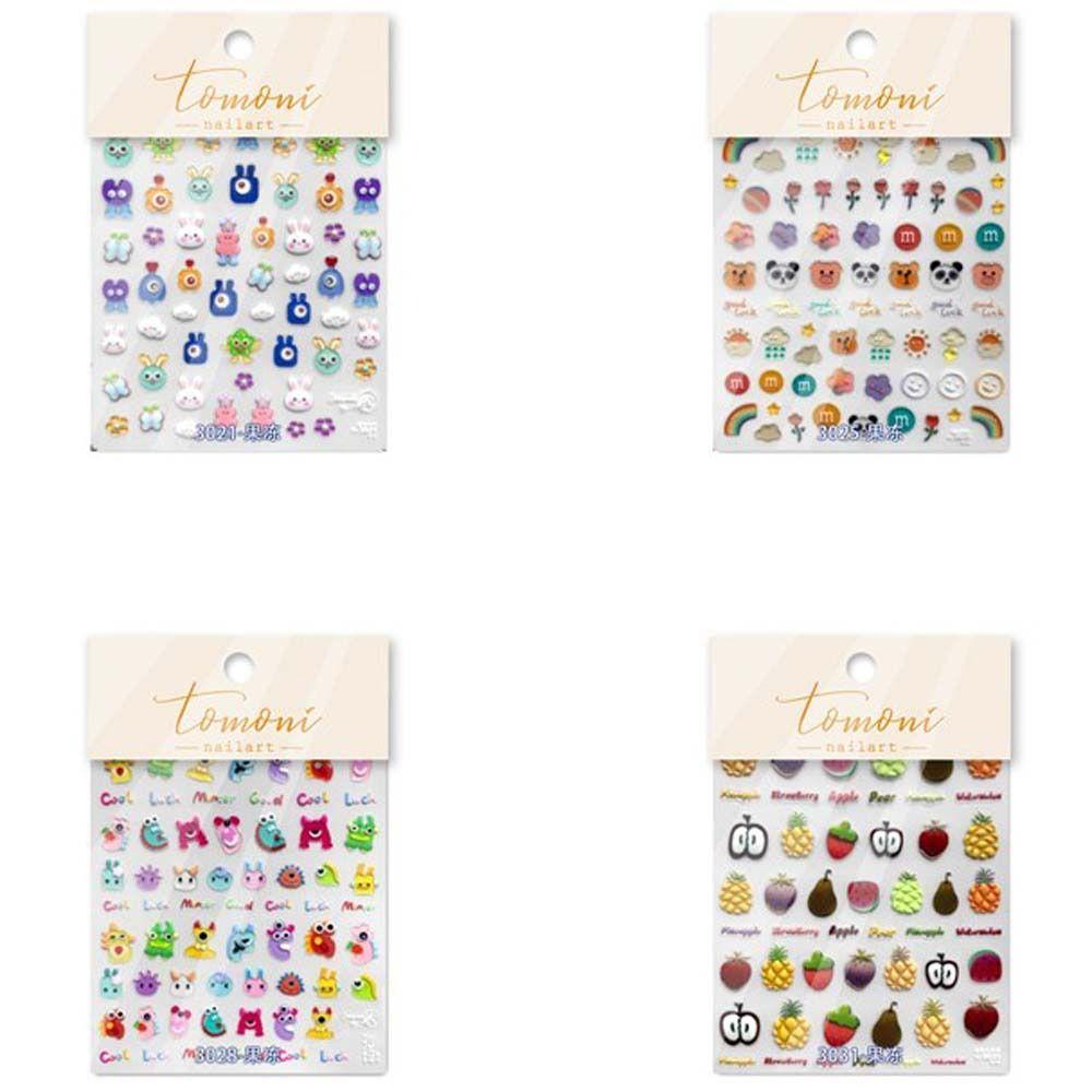 Needway Stiker Kuku Jelly Lucu Imut Buah Kelinci Beruang Self Adhesive Dekorasi Kuku