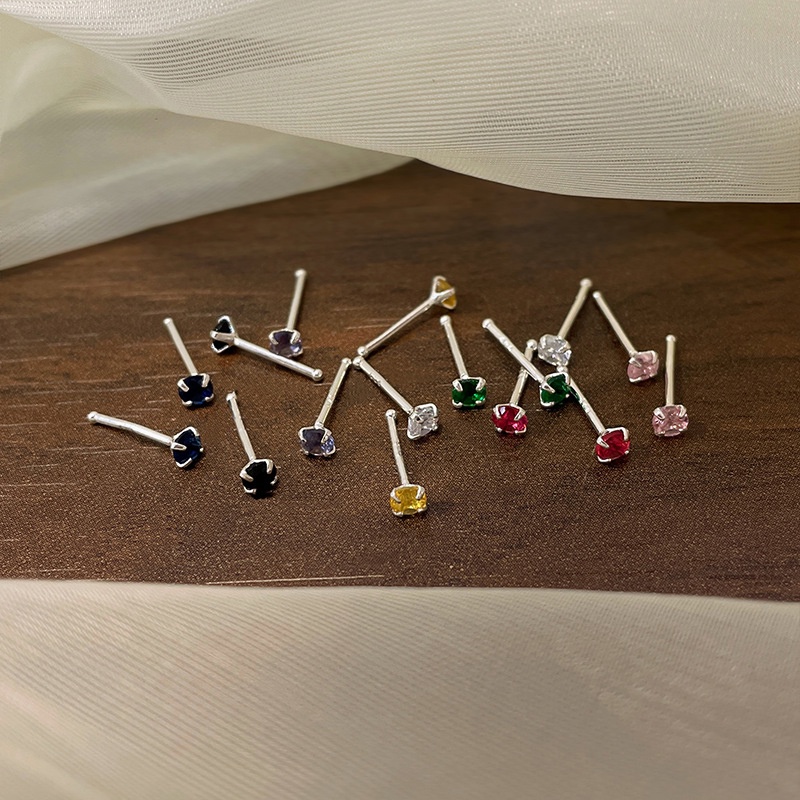 Anting Tusuk Geometri Bahan Alloy Zircon Korea Untuk Anak Perempuan