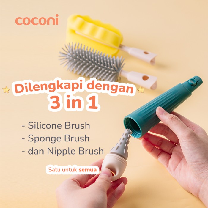 Coconi Baby Bottle Brush Complete Set | Sikat Botol Silikon Bayi Straw