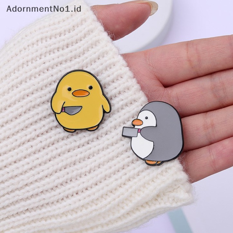 [AdornmentNo1] Cutie Killer Enamel Pin Cewek Pinguin Kecil Belati Bros Kerah Lencana Kartun Hewan Menyenangkan Perhiasan Hadiah Untuk Teman Anak [ID]