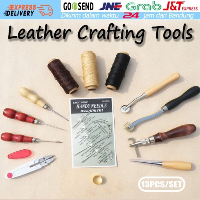 

TERMURAH 13 Pcs Leather Craft Tools Kit Hand Sewing Stitching Punch Carving