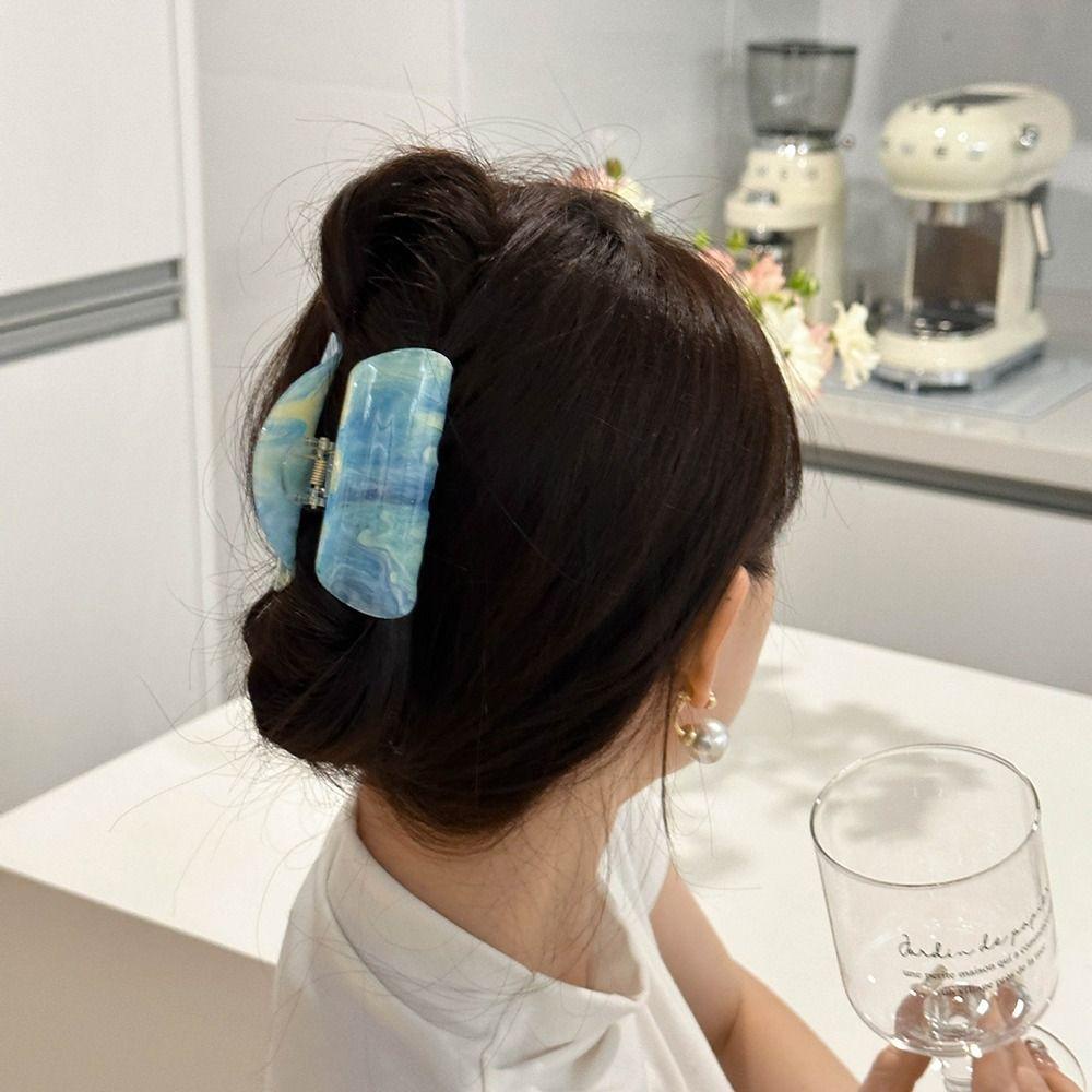 AUGUSTINA Langit Berbintang Cakar Rambut Kepribadian Elegan Geometris Untuk Gadis Asam Asetat Hiu Klip Hiasan Kepala Ponytail Holder Hiasan Kepala Wanita Hair Clip