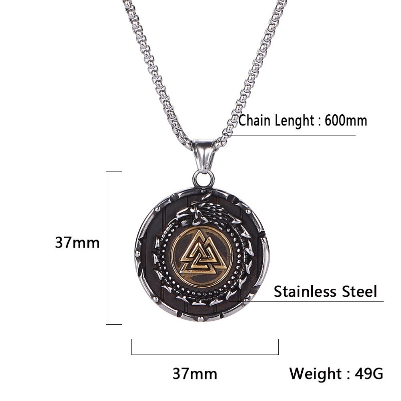 Z H Perhiasan Vintage Nordic Viking Naga Odin Segitiga Rune Fashion Pria Anti Karat Liontin Kalung Hip Hop Pesta Baja Titanium Perhiasan Aksesoris