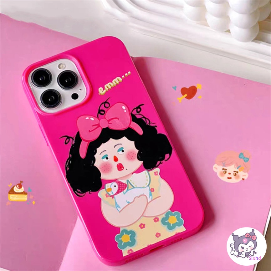 IPHONE Kompatibel Untuk Iphone14 13 12 11 Pro Max SE 2020 X Xr Xs Max8 7 6Plus Lucu Menyenangkan Gadis Gemuk Ponsel Silikon Case Lembut Anti Jatuh Pelindung TPU Cover XJJJJ