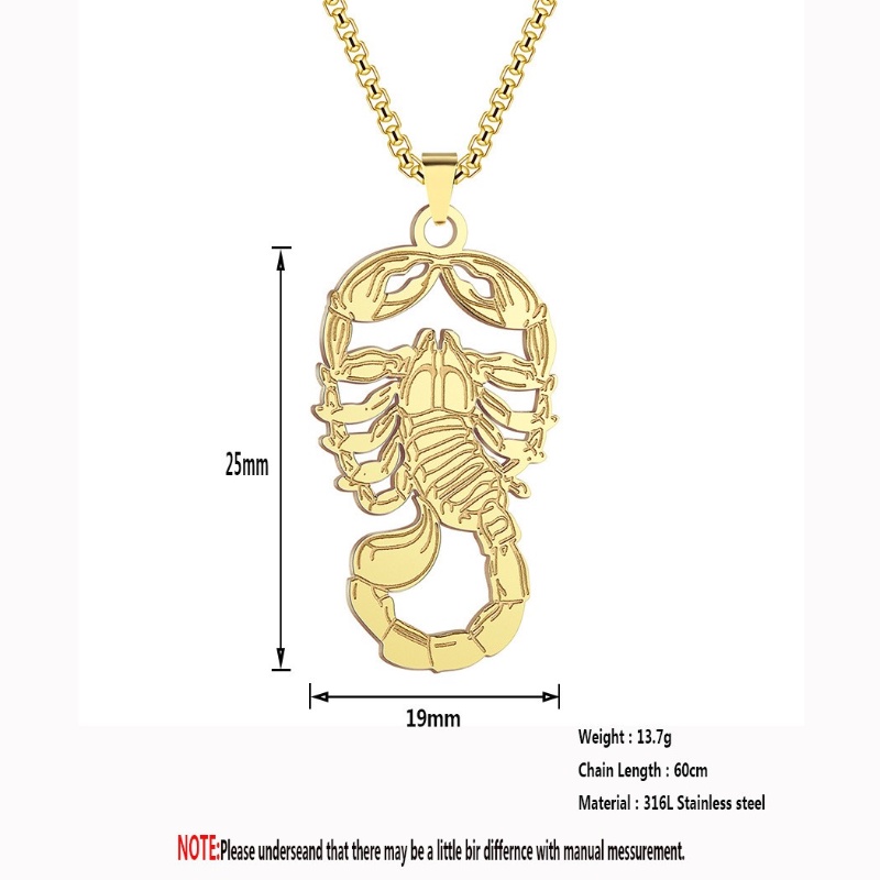 Zh Perhiasan Hip Hop Rock Fashion Pria Stainless Steel Scorpion Pendant Kalung Pesta Perhiasan Hantaran