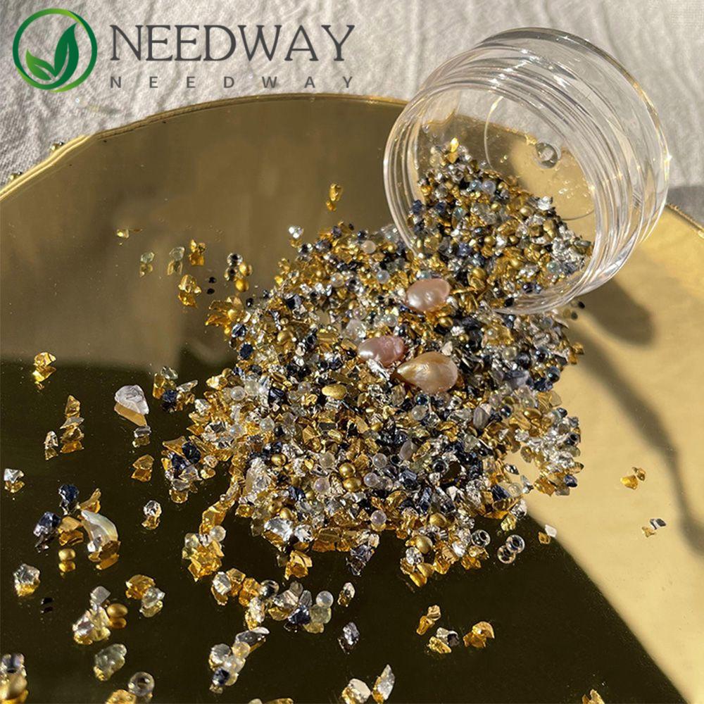 Needway   Kuku Pecah Kaca DIY Sparkly Kuku Pecah Batu Manicure Mixing Nail Ornamnets Vintage Irregular Nail Rhinestones