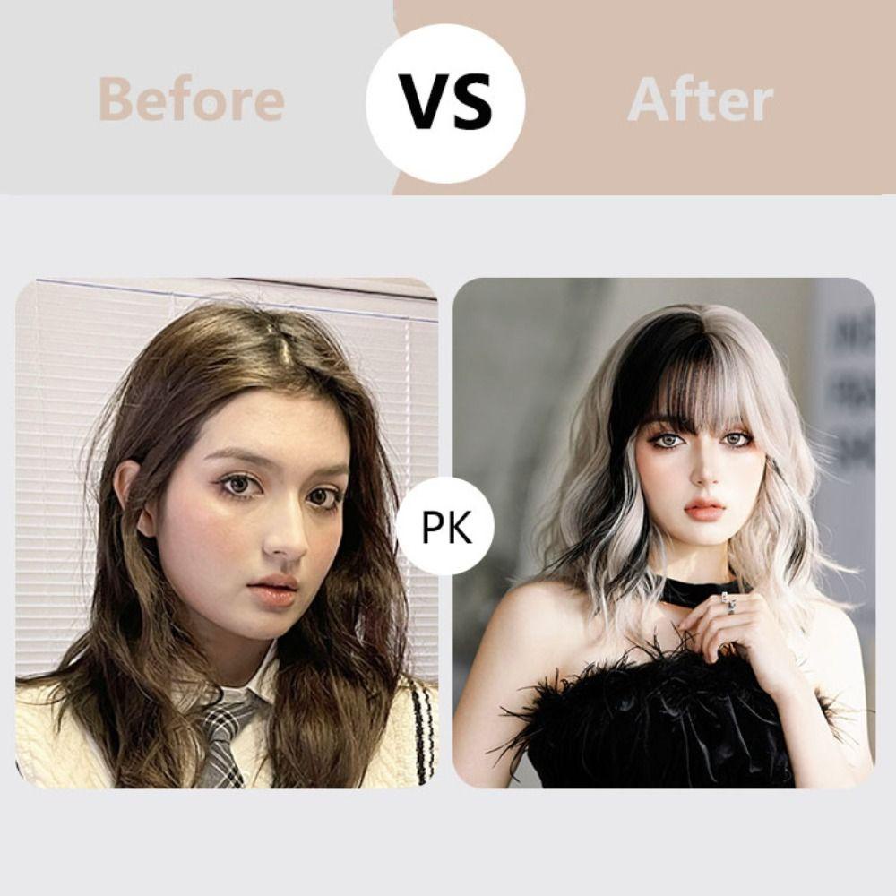 Lily Wig Wanita Masquerade Fashion Poni Parsial Suhu Tinggi Garis Penuh Wig Rambut Keriting Pendek