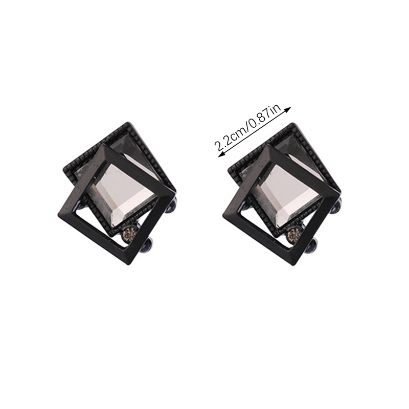 Perhiasan Baru Fashion Warna Hitam Kubus Kristal Anting Anting Persegi Untuk Wanita Hadiah Cantik