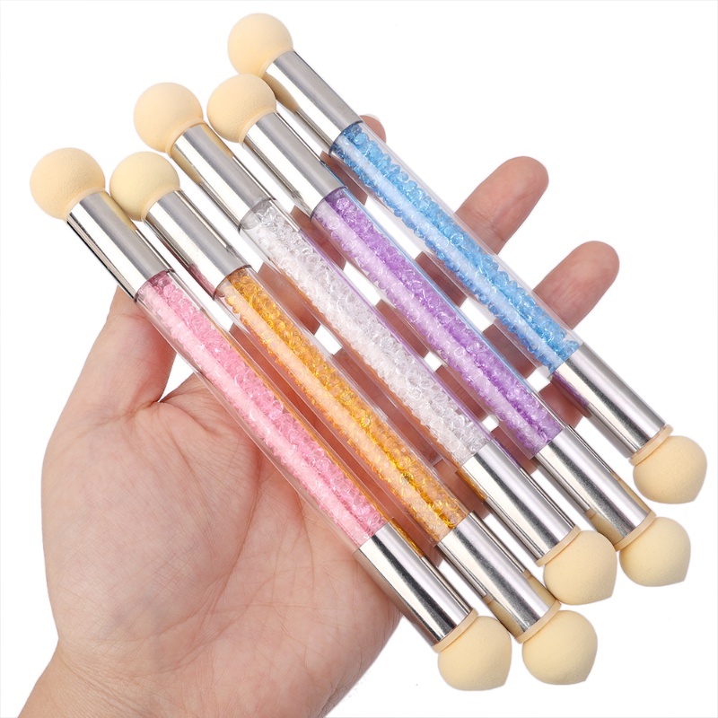 Double Head Sponge Halo Dye Gradient Pen Dengan Sponge Head/DIY Nail Paint Pen/Pena Dotting Kuku Kepala Spons Yang Dapat Diganti/Pen Set Halo Dye Pen Pen Pen Pen Peningkat Kuku 5-warna/