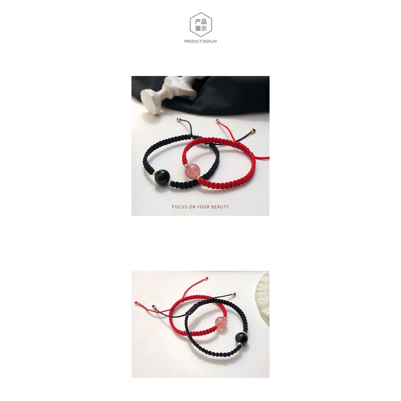 Obsidian Gelang Perempuan Niche Set Benming Tahun Tali Merah Dikepang Gelang Pasangan Gelang Perempuan Dua Warna