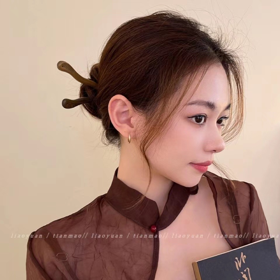 Gaya Antik Sederhana Baru~Cendana Jepit Rambut Perempuan High-End Hanfu Jepit Rambut Fashion Elegan Aksesoris Rambut