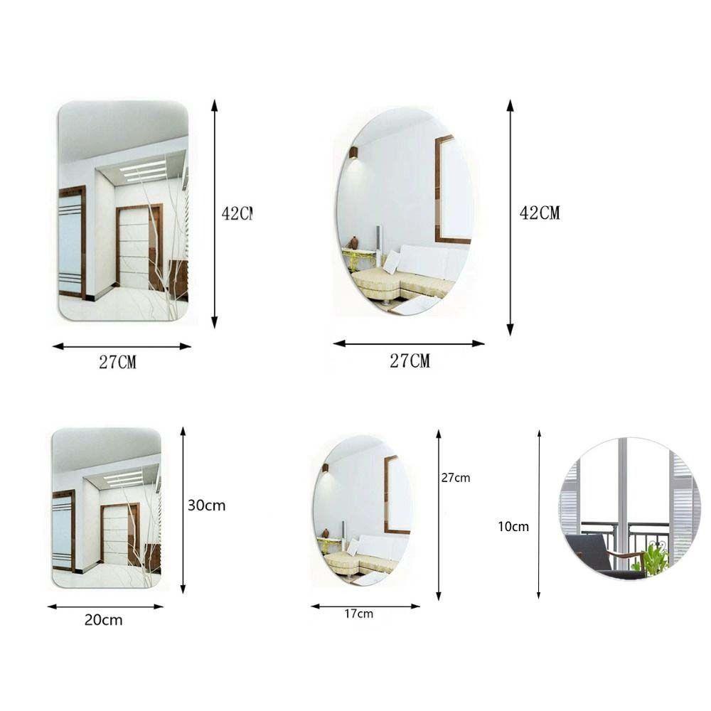 JEROMY Cermin Akrilik Removable Rectangle Efek 3D Dekorasi Rumah Untuk Kamar Mandi/Wall Shower Make Up Mirror