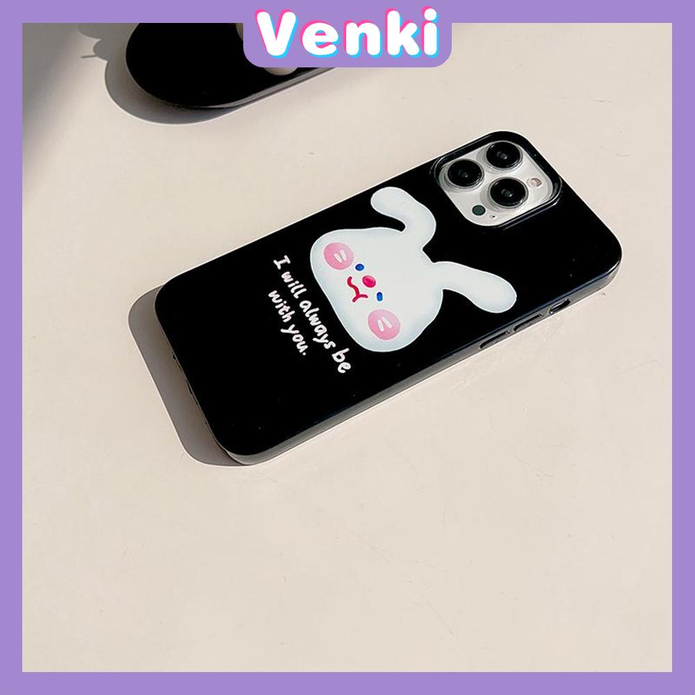 VENKI - Untuk iPhone 11 iPhone Case Off White Glossy TPU Soft Case Shockproof Protection Camera Pump Cute White Bunny Kompatibel dengan iPhone 14 13 Pro max 12 Pro Max xr xs max 7 8