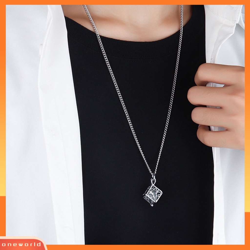 [ONE] Kalung Geometris Glow in The Dark Liontin Persegi Dengan Rantai Titanium Untuk Wanita Minimalis Bergaya Aksesori Neon Malam