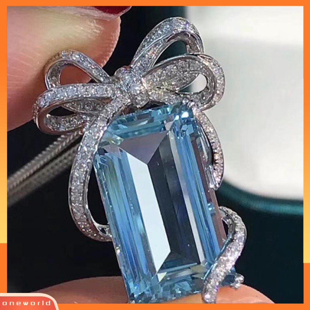 [ONE] Wanita Kalung Busur Cubic Zirconia Perhiasan Semua Pertandingan Tahan Lama Rantai Klavikula Mengkilap Untuk Pesta