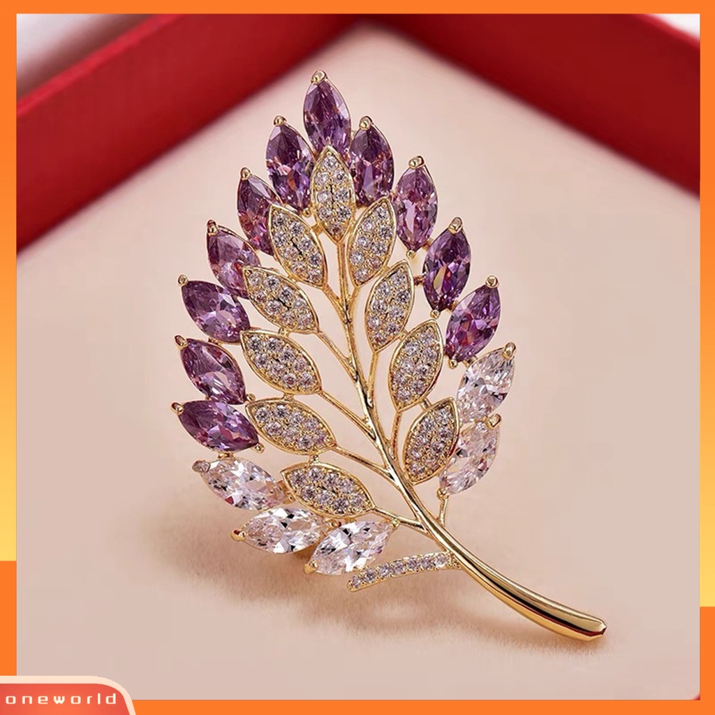 [ONE] Bros Grace Berlian Imitasi Elegan Berongga-out Daun Bros Pin Aksesoris Baju