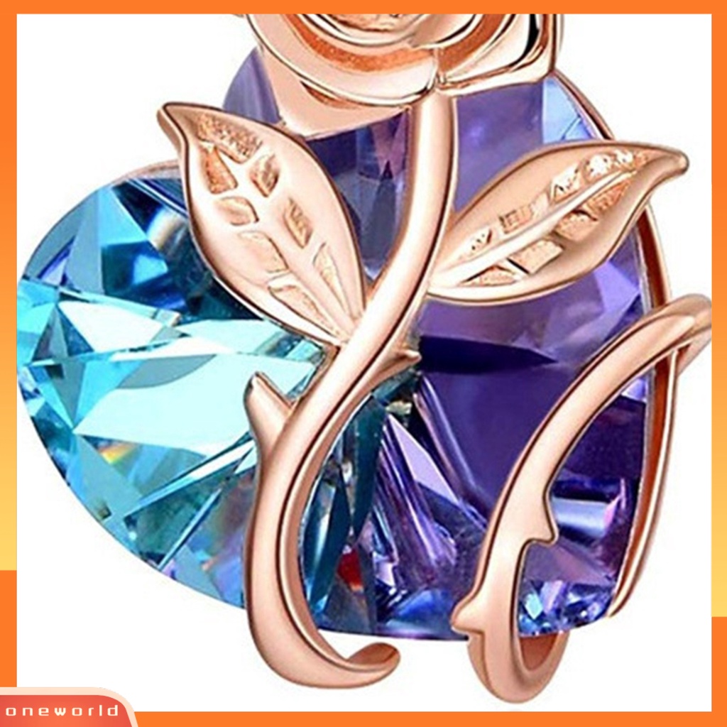 [ONE] Kalung Klavikula Elegan Nyaman Dipakai Rose Lapis Emas Mawar Kristal Imitasi Cinta Hati Wanita Kalung Untuk Pacaran