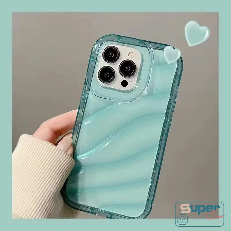 Casing Ponsel Macaron Warna Kompatibel Untuk IPhone 7Plus 11 13 XR 14 12 Pro MAX X XS Max7 8 6 6S Plus SE 2020 Mewah Simple 3D Stereo Kreatif Pola Bergelombang Bening Soft Cover