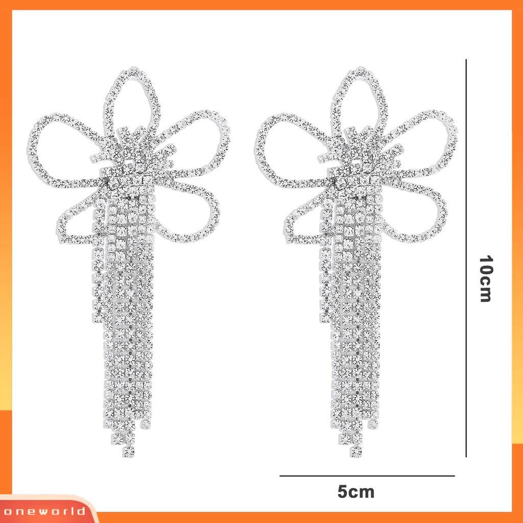 [ONE] 1pasang Berlian Imitasi Bunga Jumbai Stud Anting Berlebihan Elegan Mewah Wanita Anting Fashion Aksesoris Perhiasan Hadiah